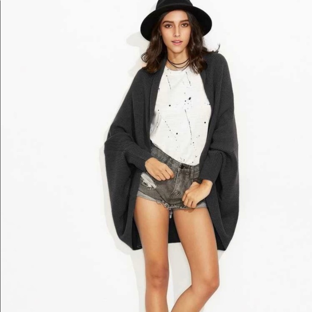 SHEIN Open Front Dolman Cardigan